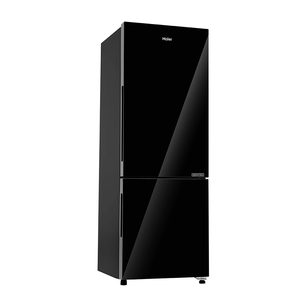 Haier 265L  2 Star  Black Glass Bottom Mount Refrigerator